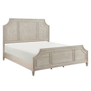 Letto Matrimoniale dal Design Tradizionale in Finitura Marrone Chiaro con Cornice Curva, Arredamento Camera da Letto, Letti in Legno Artigianali - Product Image 1