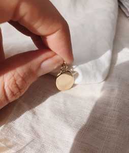 Oval Pendant Personalized Engravable Custom <b>Initial</b> Charm Minimalist Plain Disk Medallion Fine Jewelry Charms Only 14k 18k Solid - Product Image 6