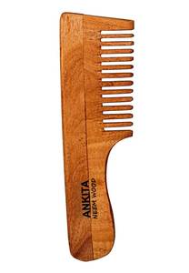 Peigne en bois de Neem artisanal à dents larges pour le soin des cheveux, prix de gros - Product Image 3