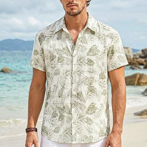 Chemise hawaïenne décontractée pour homme à manches courtes, à motifs floraux, boutonnée, idéale pour les sorties à la plage, les vacances, les voyages, les activités de plein air et les tenues de villégiature - Product Image 3