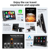 Monitor Portátil para Auto de 7 Pulgadas con Pantalla HD, CarPlay, Android Auto, EQ, Música BT, SD, TF, FM, Control por Voz, Entrada Auxiliar, Navegación, Reproductor MP5
