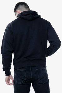 เสื้อฮู้ดผู้ชายสีดำ ทรงปกติ ผ้าฝ้ายฟลีซ สวมใส่สบายๆ สำหรับฤดูใบไม้ร่วง มีกระเป๋า - Product Image 2