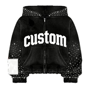 Ventes en gros de sweats à capuche streetwear à fermeture éclair intégrale en coton molletonné avec logo personnalisé pour les marques de mode de détail - Product Image 6