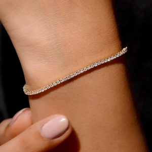 Bracelet tennis en diamant de laboratoire 2MM, or jaune 14K de haute qualité, certifié IGI, bijoux de mariage tendance unisexe - Product Image 4