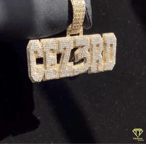 Luxury " CEZ3RD " Pendant Necklace Custom Hip Hop Jewelry <b>Iced</b> <b>Out</b> Letter Charm With <b>Chain</b> - Product Image 6