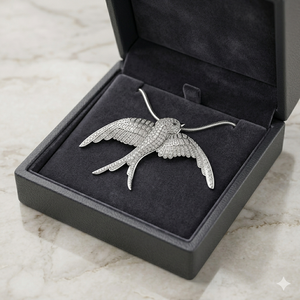 จี้สร้อยคอรูปนกพิราบประดับเพชรแล็บโกรว์ ดีไซน์หรูหรา พรีเมียม เงินแท้ 925 ชุบโรเดียม  ของขวัญเครื่องประดับสำหรับทุกเพศ - Product Image 3