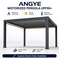 Pergola rectangulaire en aluminium pliable électrique personnalisable OEM, toit à lames motorisé rétractable, gazebo pour patio extérieur