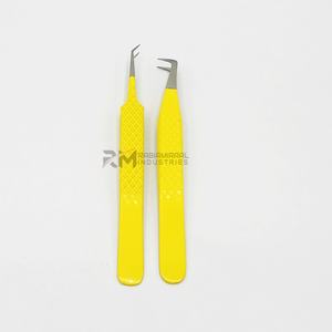 ชุดแหนบต่อขนตาจับขนตาสแตนเลสผลิตภัณฑ์อันดับสูงสุดของ RMI ปลายเงินและเคลือบผงสีเหลือง - Product Image 1