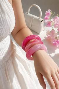Juego de Brazaletes Anchos de Acrílico, Estilo Bohemio Geométrico, Joyería de Moda para Mujer, para Bodas - Product Image 4