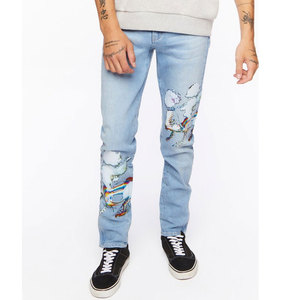 Jeans pour hommes de haute qualité 100% personnalisés, pantalon en denim délavé pour homme, jeans droits en denim uni tendance - Product Image 1