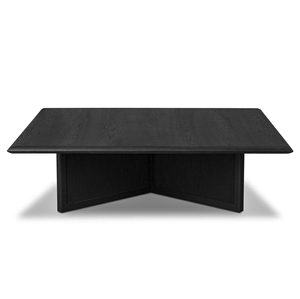 Mesa de Centro Moderna Hecha a Mano con Tapa Cuadrada Negra y Base de Pedestal en Forma de Cruz con Cordón Tejido, para Sala de Estar, de Madera de Mango - Product Image 3