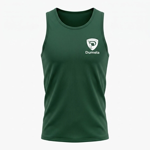 Dumela Men's <b>Green</b> Sleeveless <b>Tank</b> <b>Top</b> O-Neck Solid Quick Dry Knitted Polyester Casual Wear - Product Image 1