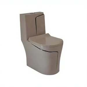 Inodoro de Cerámica Negra Brillante de Una Pieza, Montado en el Suelo, con Doble Descarga, Ecológico, Fácil de Limpiar, Diseño Moderno - Product Image 5