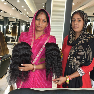 Extensiones de cabello humano indio con cutícula alineada, mechones de color natural ondulado 100% sin procesar - Product Image 6