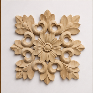 Décoration murale florale en bois faite à la main, art décoratif traditionnel, design carré, motif végétal - Product Image 4