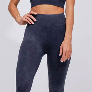 High Waist Solid Yoga <b>Leggings</b> Full Length Spandex/<b>Nylon</b> Four-Way Stretch Elastic Waist Quick Dry 220g Women's Pants - Product Image 4