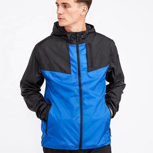 Custom Lightweight <b>Waterproof</b> Men's Windbreaker <b>Jacket</b> Outdoor Hooded Sports Windproof Two Tone Running Athletic Fit Outerwear - Product Image 2