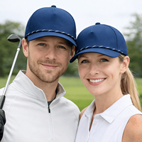 Casquette de golf et de baseball noire imperméable et respirante à 5 panneaux, perforée avec corde, broderie personnalisée de qualité supérieure, trous découpés au laser, 100 % acrylique