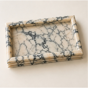 Plateau de luxe personnalisé en marbre rectangulaire, plateau de vanité en pierre naturelle pour salle de bain et commode, organisateur de parfums artisanal - Product Image 5