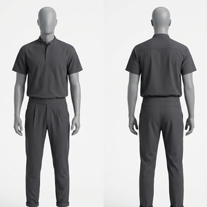 Ensemble de blouses médicales en polyester et élasthanne gris anthracite 220 GSM de qualité supérieure, imprimé, avec broderie personnalisée et logo par transfert thermique - Product Image 1