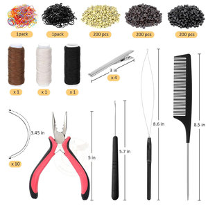 Kit de Herramientas para Extensiones de Cabello: 600 Micro Anillos Forrados de Silicona, 1 Pinza, 2 Agujas de Gancho, 1 Lazo de Tracción, 10 Agujas Curvas para Cabello, 4 Agujas Metálicas - Product Image 3