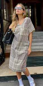 Kaftan en coton à imprimé géométrique style bohème chic, léger, idéal pour l'été - Product Image 2