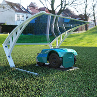 Auvent pour tondeuse robot sur mesure, résistant aux intempéries, avec structure en aluminium et panneau PC incurvé, abri pour tondeuse robot pour jardin domestique