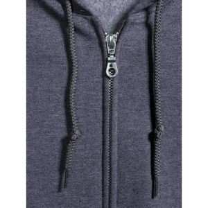 Men's Navy Blue Hooded Sweatshirt <b>Set</b> Solid Color Cotton French Terry Casual Wear Autumn Season Full Zip Design Wholesale - Product Image 6