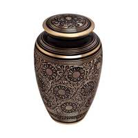 Urne Métallique Classique Dorée à Motifs Floraux Faite à la Main, Vase Décoratif Art Déco pour Occasions de Démourrage, Forme Opaque, Glaçure Écologique, 1-2L
