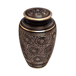 Urna de Cerámica Clásica con Diseño Floral Dorado, Hecha a Mano, Estilo Art Deco, Florero Decorativo para Ocasiones de Condolencia, Forma Redonda, Esmalte Opaco - Product Image 3