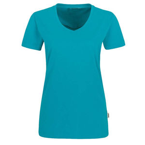 Camiseta de Verano para Mujer, Cuello en V, Tejida, 100% Algodón, Manga Corta, Estilo Casual, para Exteriores, Talla OEM - Product Image 1
