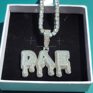 Pendentif lettre DAE avec chaîne tennis, diamant de laboratoire, collier hip-hop, bijoux personnalisés scintillants - Product Image 1