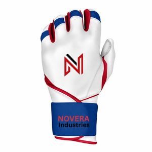 Customized NOVERA INDUSTRIES Children's Heavy Duty Leather Baseball Batting <b>Gloves</b> Hook Loop Closure Quick-Dry Breathable - Product Image 2