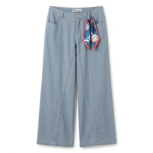 Jeans à jambes larges en Tencel ultra-fin pour femmes, taille haute, tombé fluide, pour un style décontracté estival - Product Image 1
