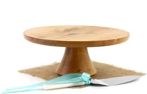 Support à gâteau rond en bois fait main, plateau de présentation de desserts pour mariage, anniversaire, centre de table - Product Image 3