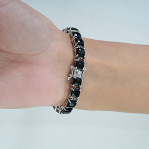 Bracelet tennis en argent sterling 925, onyx noir 100 % authentique, best-seller, pour accessoires féminins - Product Image 4