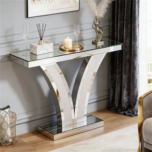Mesa Consola Moderna en Forma de V con Escritorio de Almacenamiento Único y Características para Recibidor y Oficina en Casa - Product Image 3