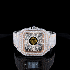Premium Mens Iced Out Skeleton <b>Watch</b> Custom Moissanite <b>Diamond</b> Silver Rose Mechanical Movement Round Brilliant Cut VVS1 Fashion - Product Image 1