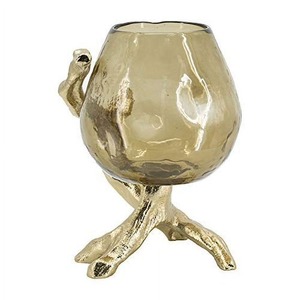 Golden Antler Candle Stand with Amber <b>Glass</b> Holder <b>Heat</b> <b>Resistant</b> Home Decoration Metal Holder - Product Image 4