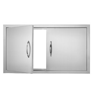 Puerta Doble para Cocina Exterior de 34W x 19H Pulgadas, de Acero Inoxidable, Empotrada, para Acceso a Barbacoa, con Manijas Verticales de Pared - Product Image 6