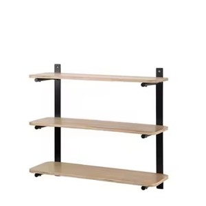 Modern Wood & Metal Frame Double Tier Eco-Friendly <b>Wall</b> Mounted <b>Shelf</b> White Powder Coating for Living Room Flower Pot Storage - Product Image 1