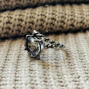 Trendy Fashionable Bohemian Smoky Quartz Rope Texture <b>Ring</b> Oxidized Silver Plated Brass Third Party Certified <b>Statement</b> <b>Ring</b> - Product Image 5