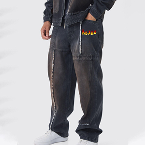 High Quality Custom Washed Denim <b>Jeans</b> Men's Casual Straight Classic Fit <b>Embroidered</b> Hip Hop Vintage Winter Breathable Trousers - Product Image 4