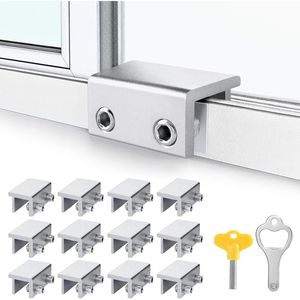 Set di 12 Serrature per Finestre Scorrevoli con Chiave, Facile Installazione, Regolabili per Finestre e Porte Scorrevoli Verticali e Orizzontali - Product Image 1