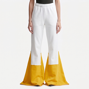 Custom OEM Women Wide Leg Flare Sweatpants Two-Tone Color block <b>Bell</b> Bottom Fleece Sweatpants Heavyweight Cotton Track Pants - Product Image 2