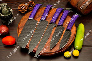 Juego de Cuchillos de Chef de Acero Inoxidable de 5 Piezas, Recubiertos de Óxido, Hechos a Mano, Extra Afilados, con Mango de Madera Pakka de Colores, Agarre Cómodo, Venta al Por Mayor OEM/ODM - Product Image 4