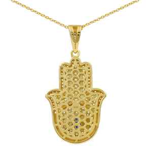 Popular Colgante Religioso Mano de Hamsa con Incrustaciones de Circonitas, Chapado en Oro, para Joyería Fina de Plata 925, Colgantes y Dijes - Product Image 5
