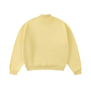 <b>Men's</b> Yellow Mock Neck Sweatshirt Set Solid Color Casual French Terry Knitted <b>Summer</b> Wear - Product Image 2