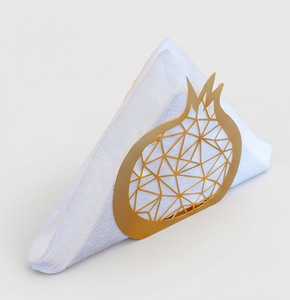 Anneau de serviette en métal doré en forme de grenade avec motif géométrique, support moderne pour la décoration de table, articles de cuisine et usage hôtelier - Product Image 4
