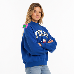 Sudadera de cuello alto para mujer, otoño/invierno, con parche bordado de la bandera de Texas, estilo casual oversize, 100% algodón polar transpirable - Product Image 2